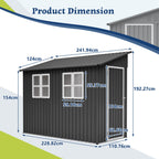 BIRCHTREE Lean To Garden Shed Metal Pent Roof