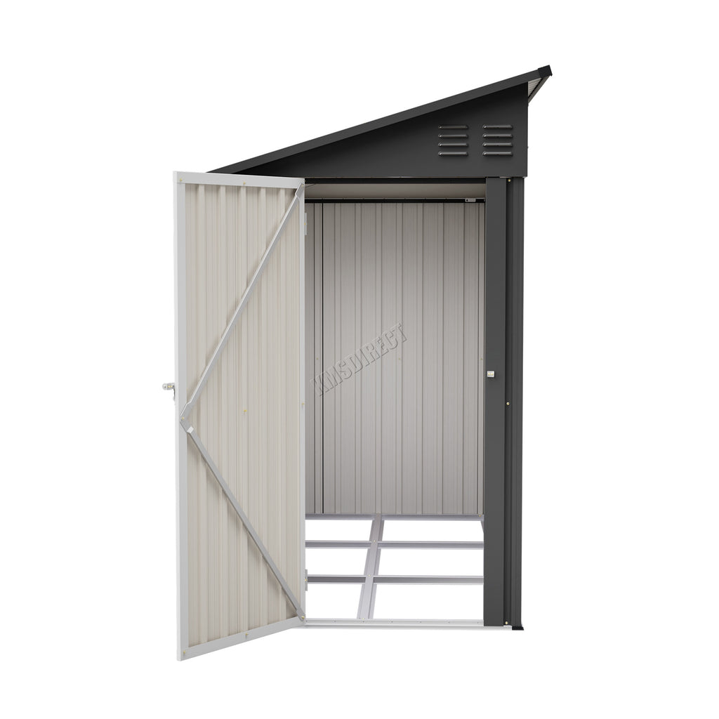 BIRCHTREE Lean To Garden Shed Metal Pent Roof