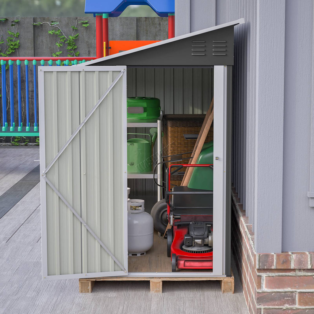 BIRCHTREE Lean To Garden Shed Metal Pent Roof