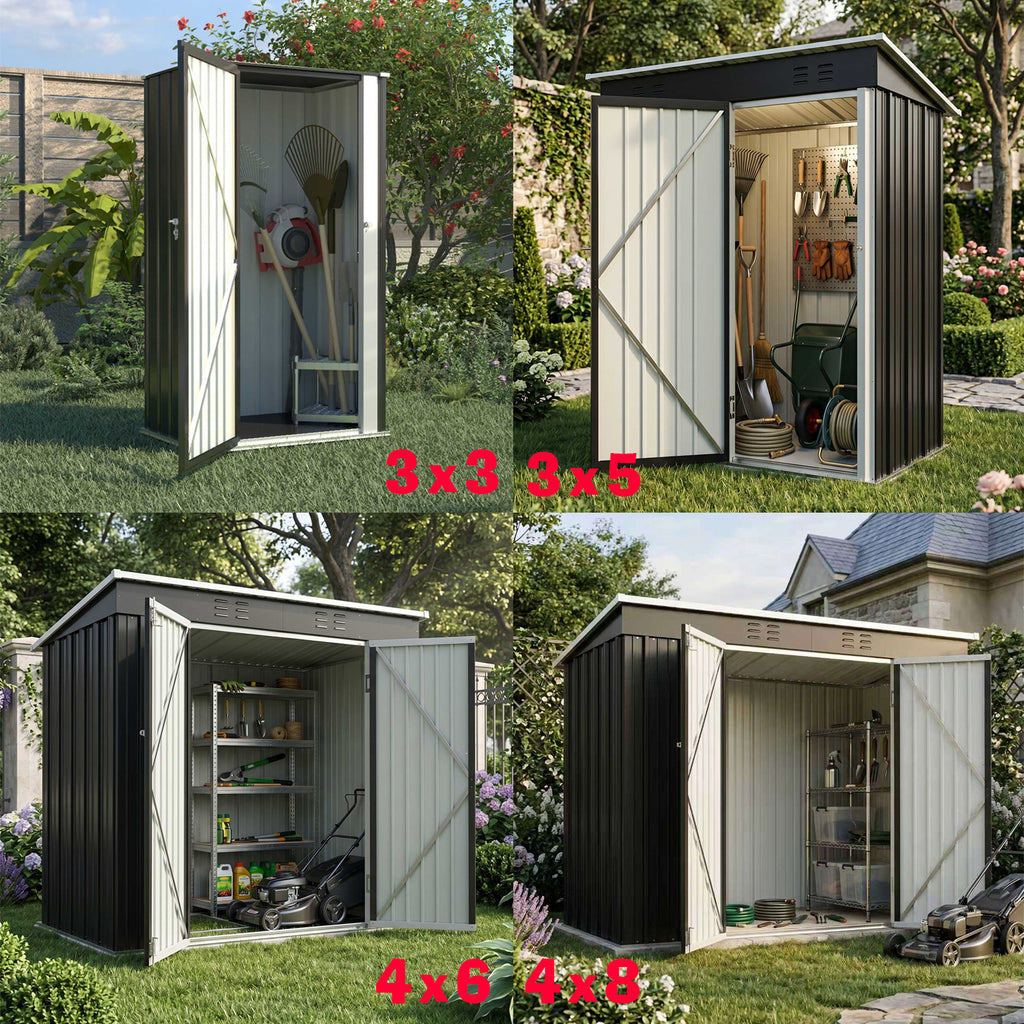 BIRCHTREE Garden Shed Metal Pent Roof