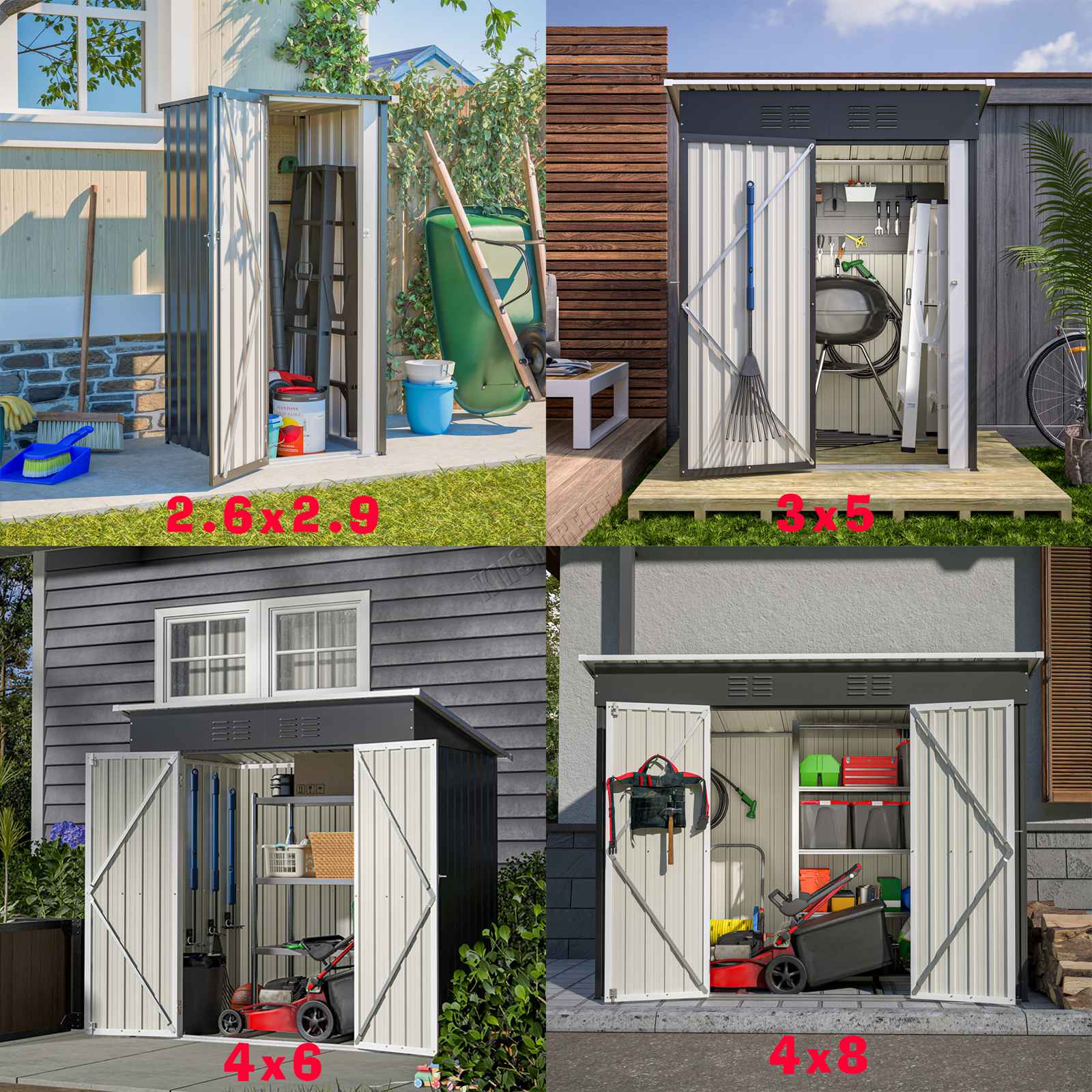 BIRCHTREE Garden Shed Metal Pent Roof