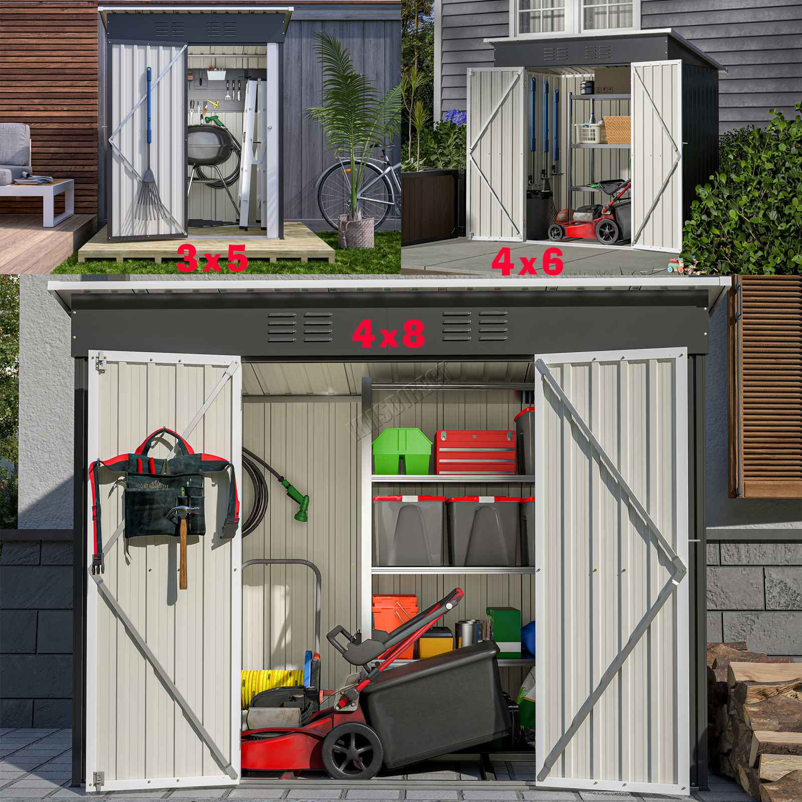 BIRCHTREE Garden Shed Metal Pent Roof