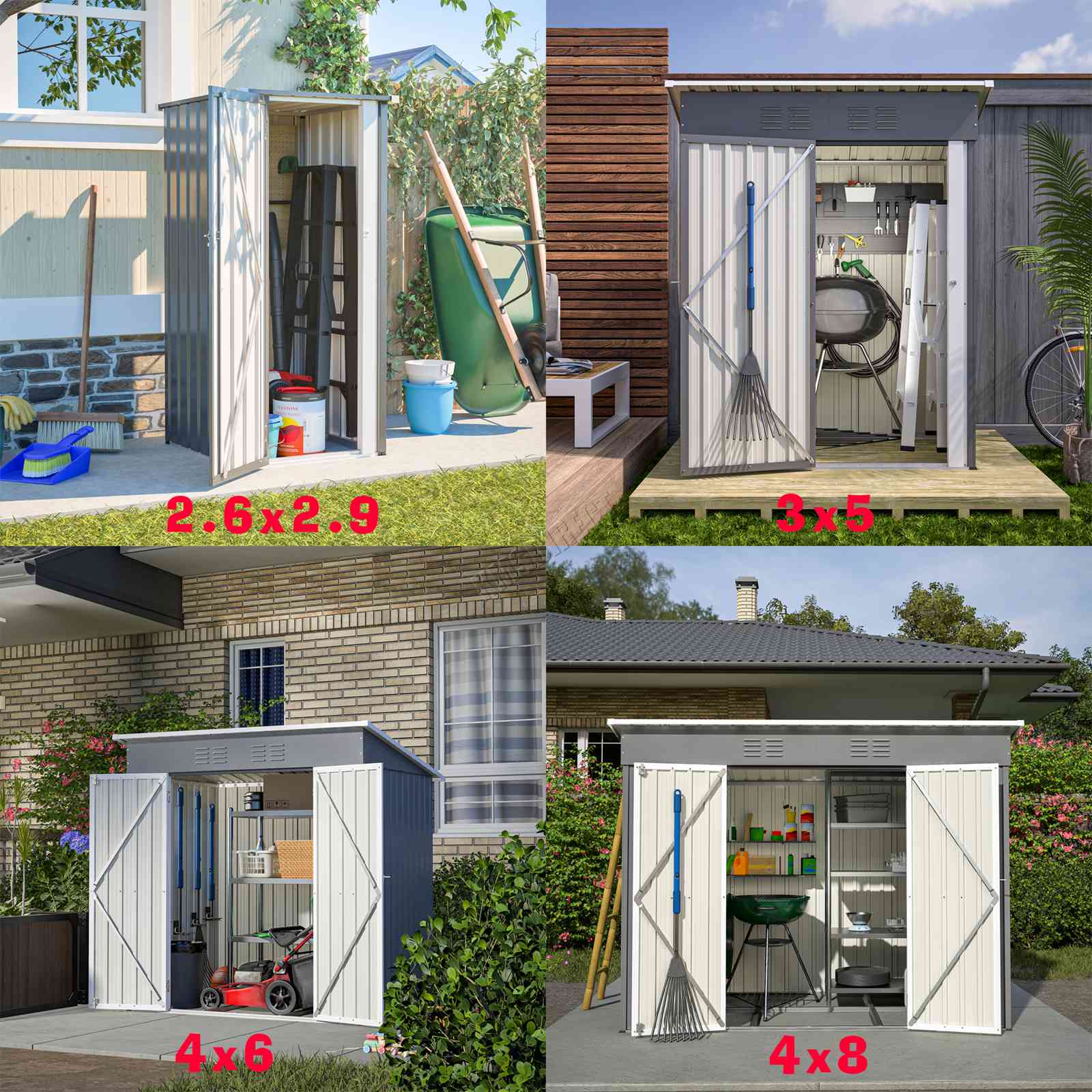 BIRCHTREE Garden Shed Metal Pent Roof