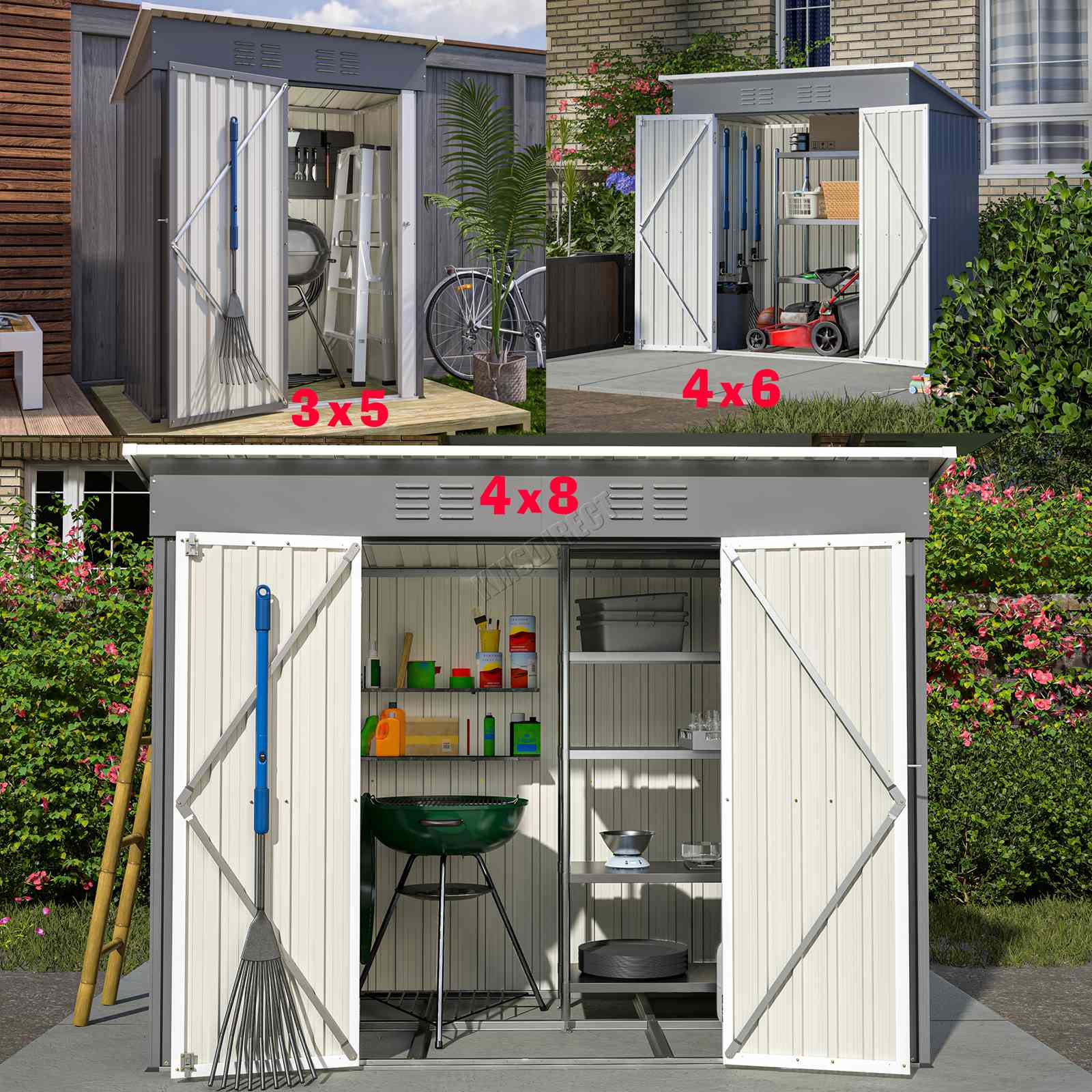 BIRCHTREE Garden Shed Metal Pent Roof