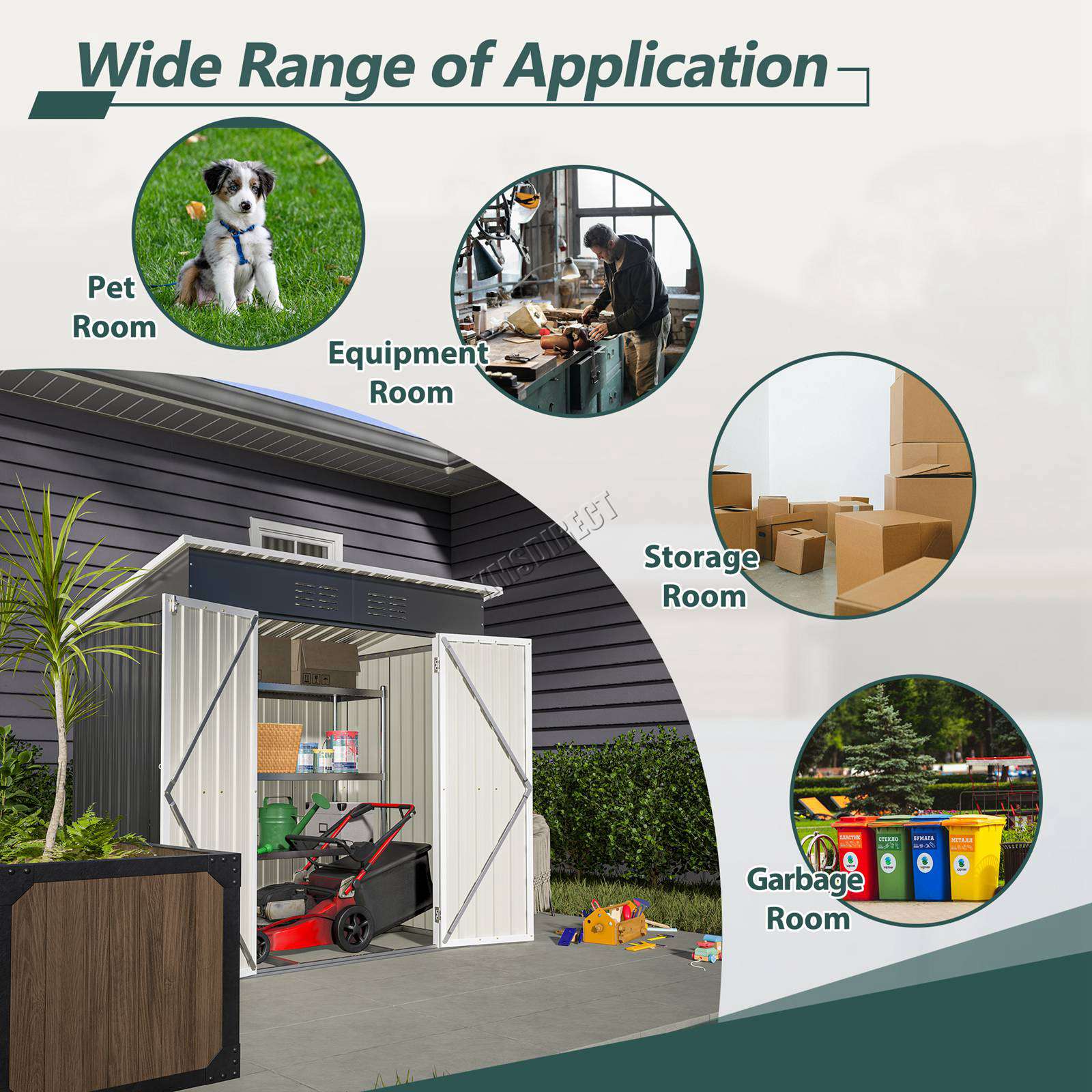 BIRCHTREE Garden Shed Metal Pent Roof