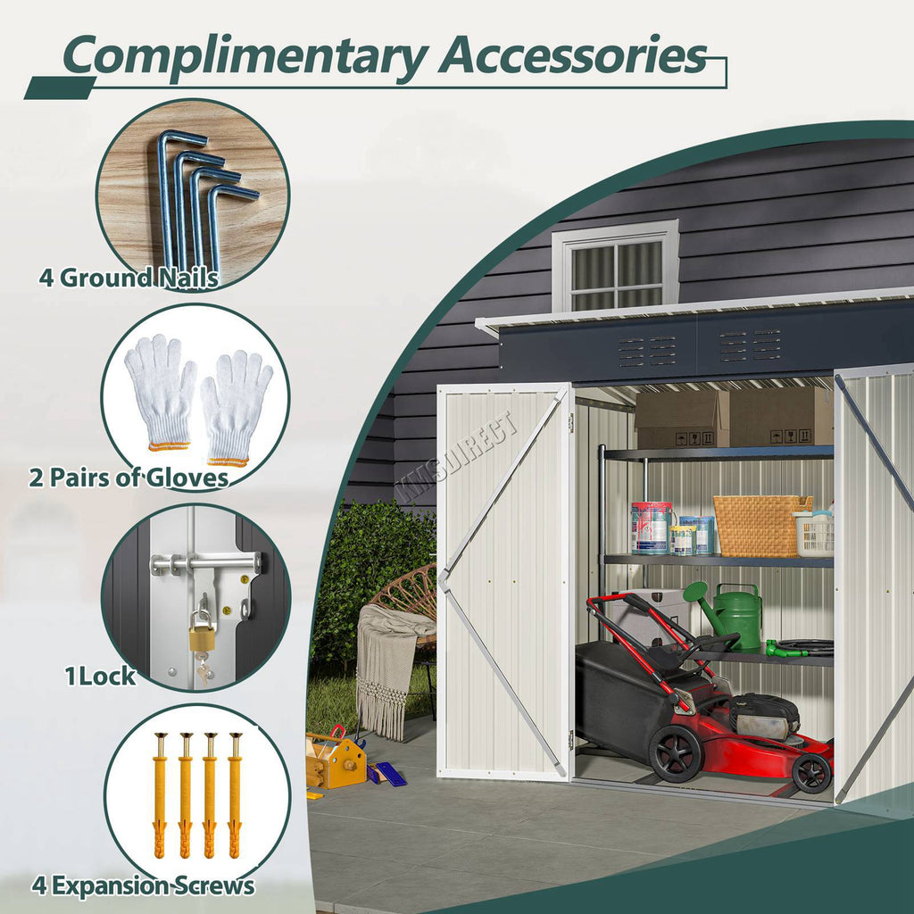 BIRCHTREE Garden Shed Metal Pent Roof