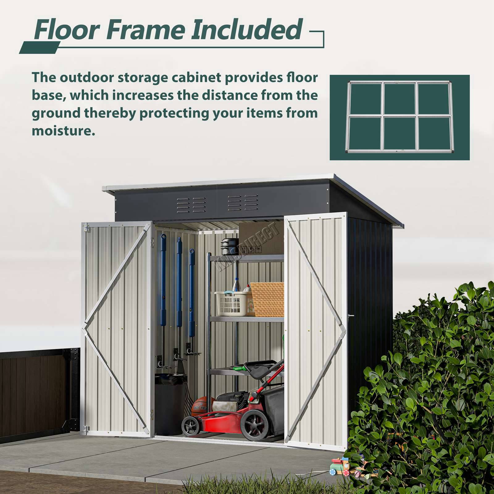 BIRCHTREE Garden Shed Metal Pent Roof