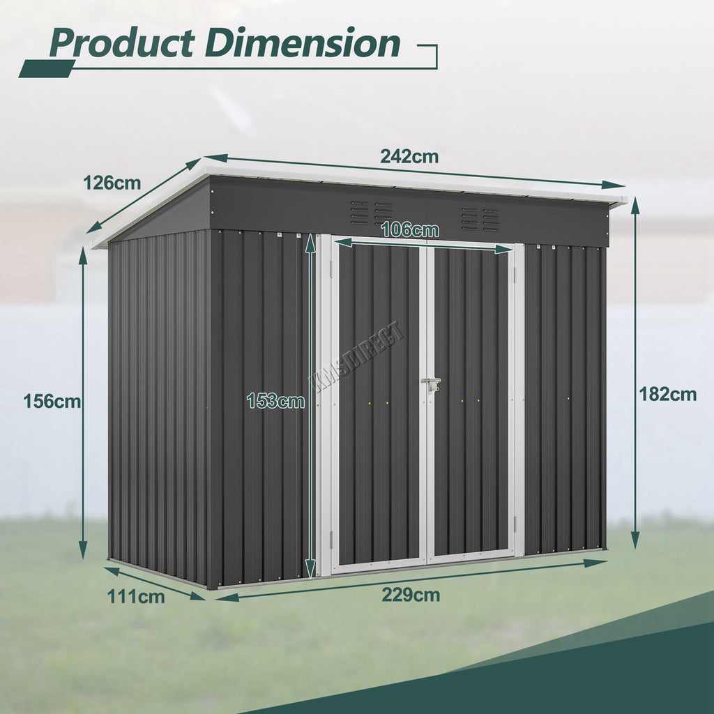 BIRCHTREE Garden Shed Metal Pent Roof