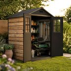 BIRCHTREE 6x4ft Plastic Garden Shed Wood Grain
