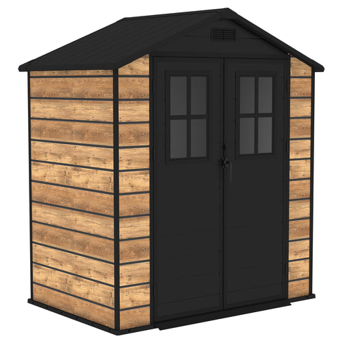 BIRCHTREE 6x4ft Plastic Garden Shed Wood Grain
