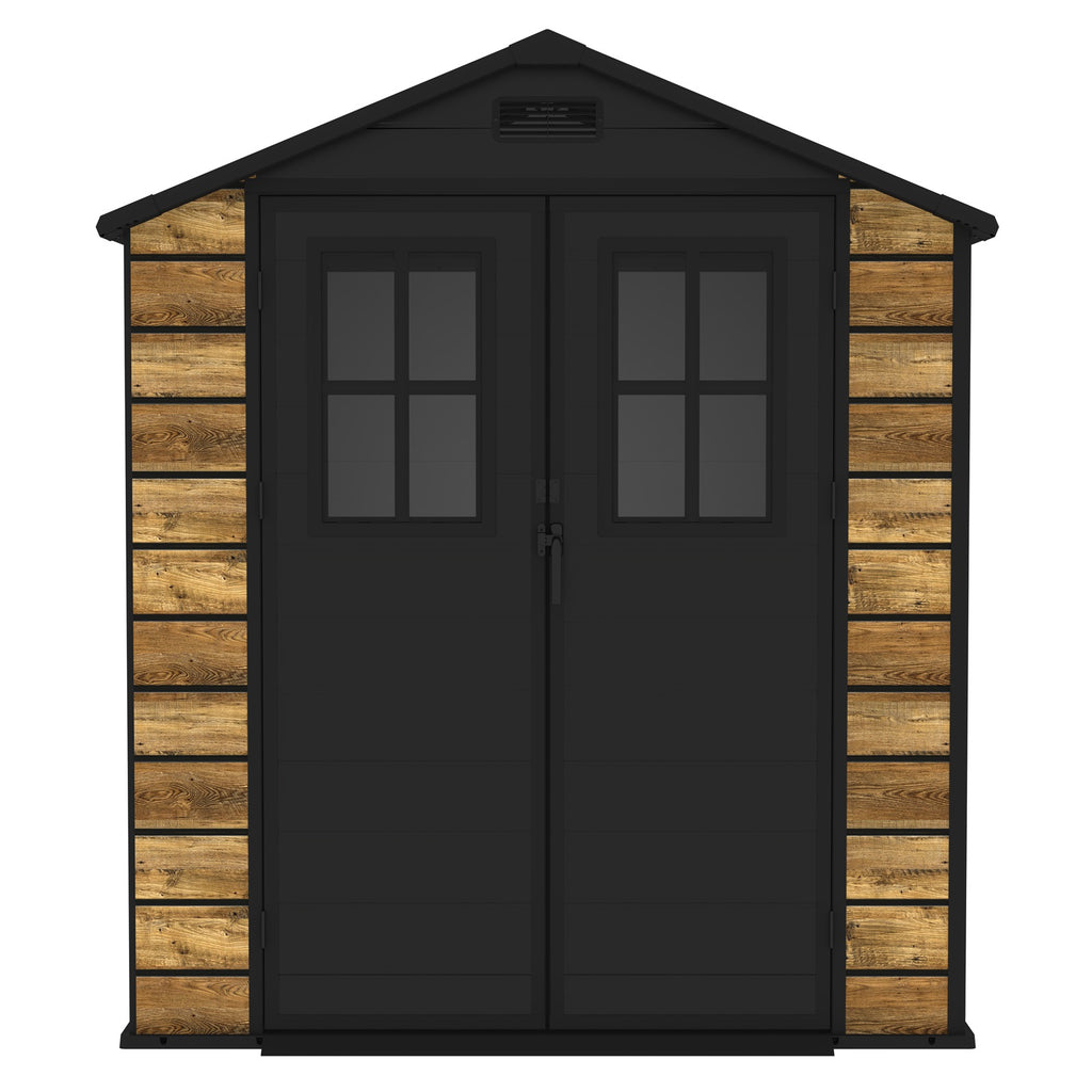 BIRCHTREE 6x4ft Plastic Garden Shed Wood Grain