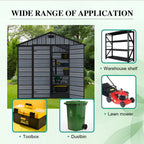 BIRCHTREE Plastic Garden Shed Wood Grain With Windows Grey