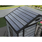 BIRCHTREE Plastic Garden Shed Wood Grain With Windows Grey
