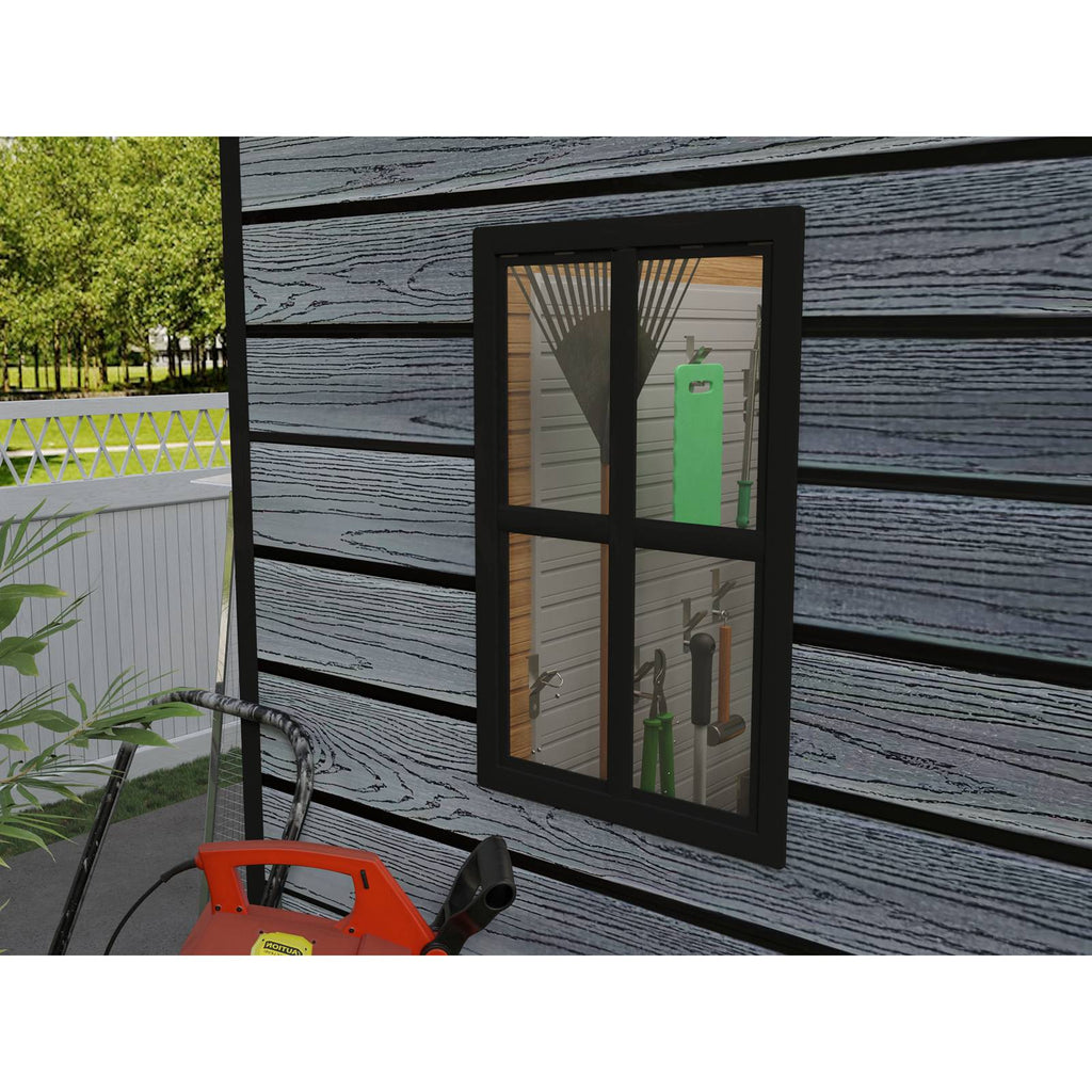 BIRCHTREE Plastic Garden Shed Wood Grain With Windows Grey