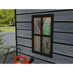 BIRCHTREE Plastic Garden Shed Wood Grain With Windows Grey