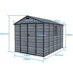 BIRCHTREE Plastic Garden Shed Wood Grain With Windows Grey