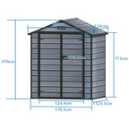 BIRCHTREE Plastic Garden Shed Wood Grain With Windows Grey