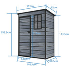 BIRCHTREE Plastic Garden Shed Wood Grain With Windows Grey