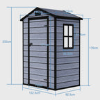 BIRCHTREE Plastic Garden Shed Wood Grain With Windows Grey