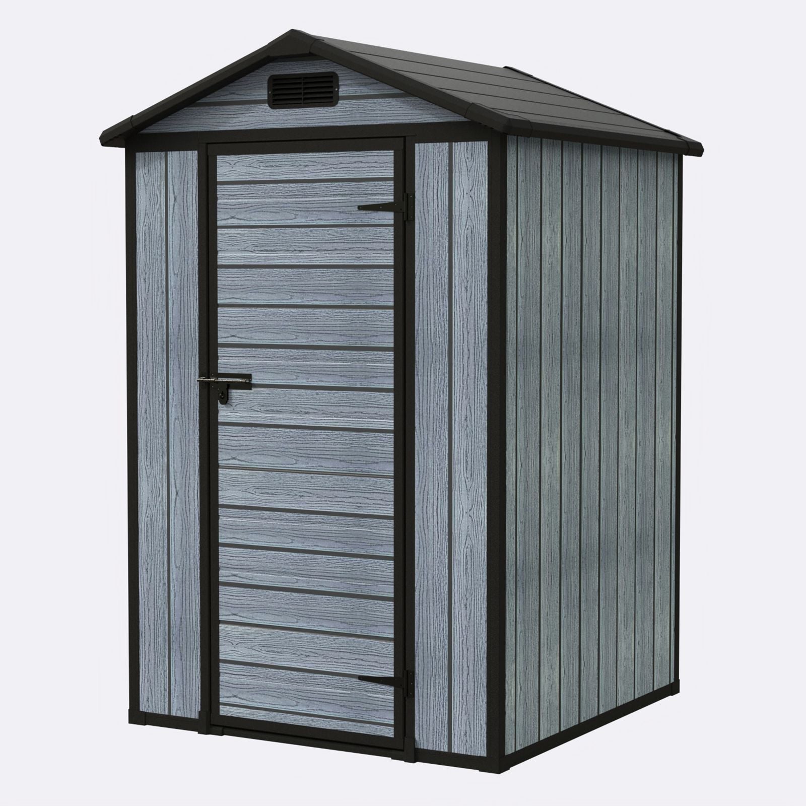 BIRCHTREE Plastic Garden Shed Wood Grain With Windows Grey