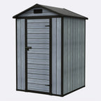 BIRCHTREE Plastic Garden Shed Wood Grain With Windows Grey