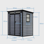 BIRCHTREE Plastic Garden Shed Wood Grain With Windows Grey