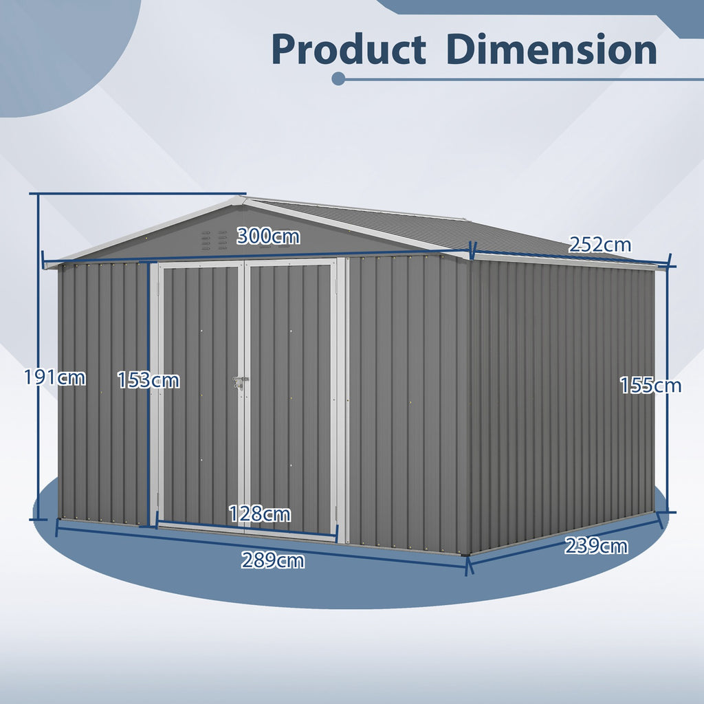 BIRCHTREE Garden Shed Metal Apex Roof