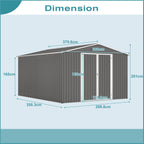 BIRCHTREE Garden Shed Metal Apex Roof