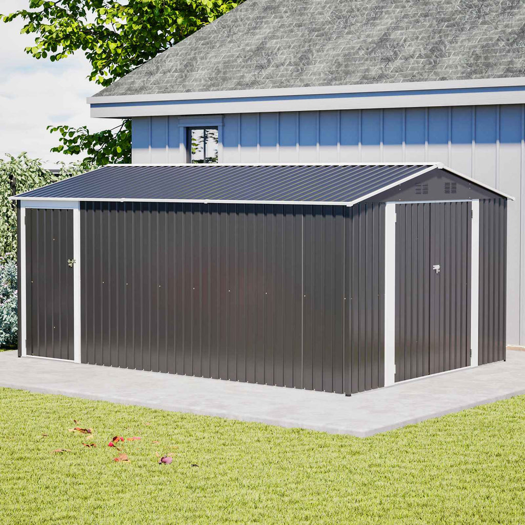 BIRCHTREE Garden Shed Metal Apex Roof