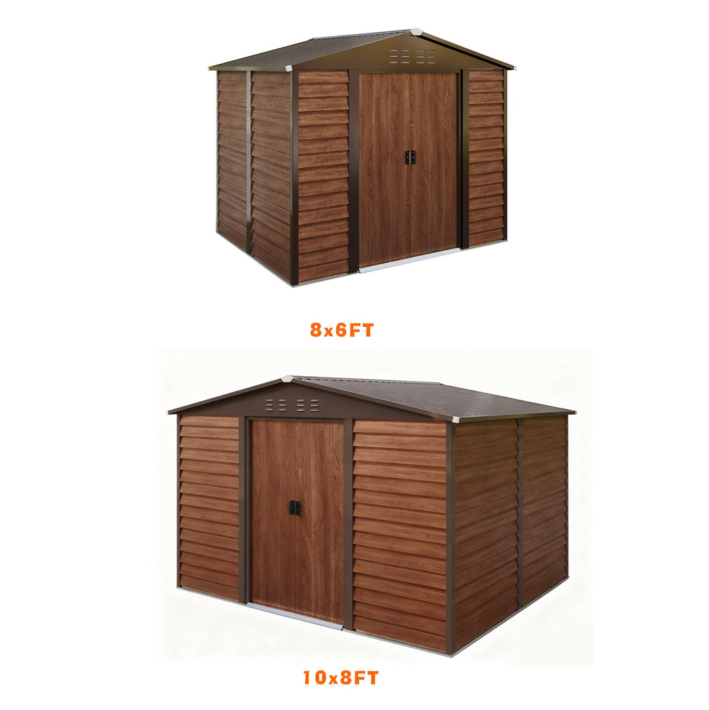 BIRCHTREE Metal Garden Shed Wood Grain