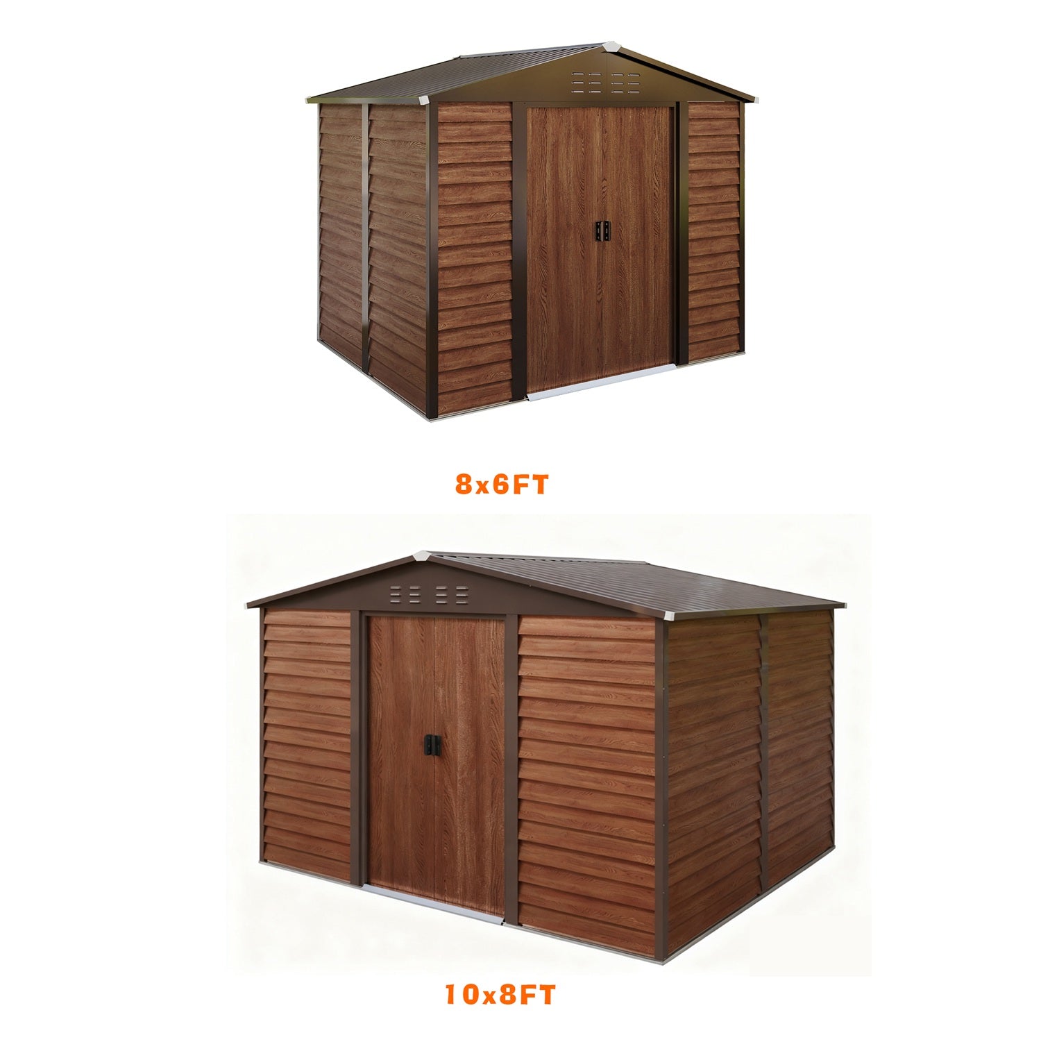 BIRCHTREE Metal Garden Shed Wood Grain