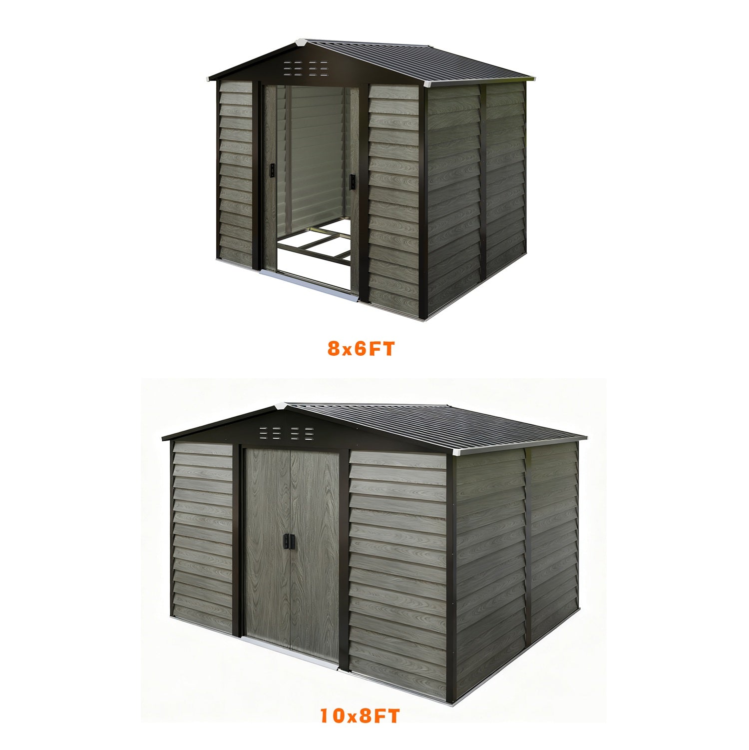 BIRCHTREE Metal Garden Shed Wood Grain