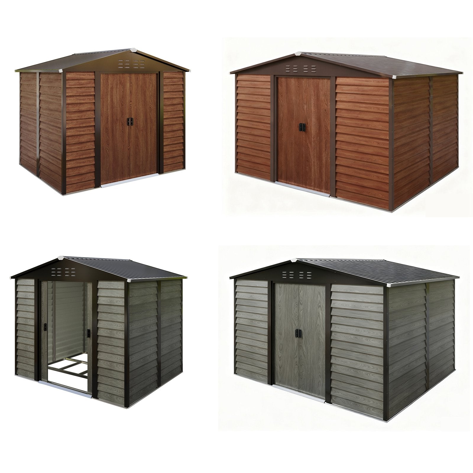 BIRCHTREE Metal Garden Shed Wood Grain