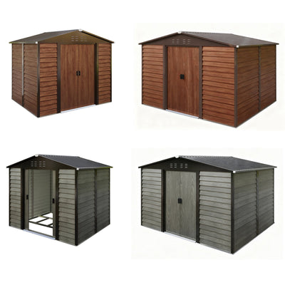 BIRCHTREE Metal Garden Shed Wood Grain