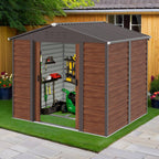 BIRCHTREE Metal Garden Shed Wood Grain