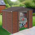 BIRCHTREE Metal Garden Shed Wood Grain