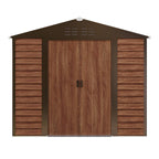 BIRCHTREE Metal Garden Shed Wood Grain
