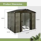 BIRCHTREE Metal Garden Shed Wood Grain