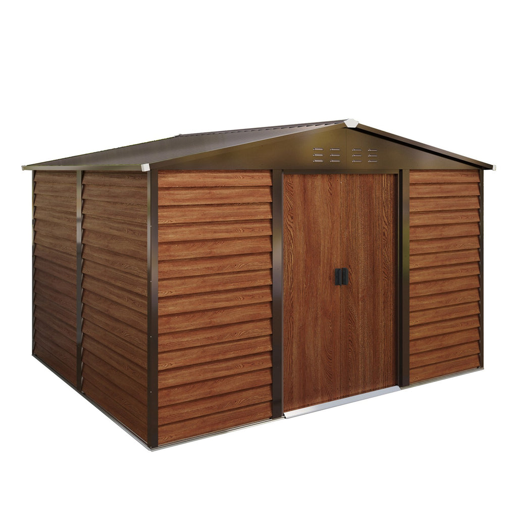 BIRCHTREE Metal Garden Shed Wood Grain