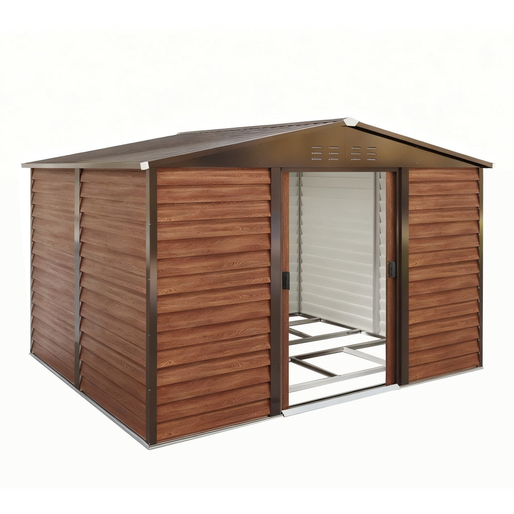 BIRCHTREE Metal Garden Shed Wood Grain