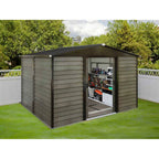 BIRCHTREE Metal Garden Shed Wood Grain