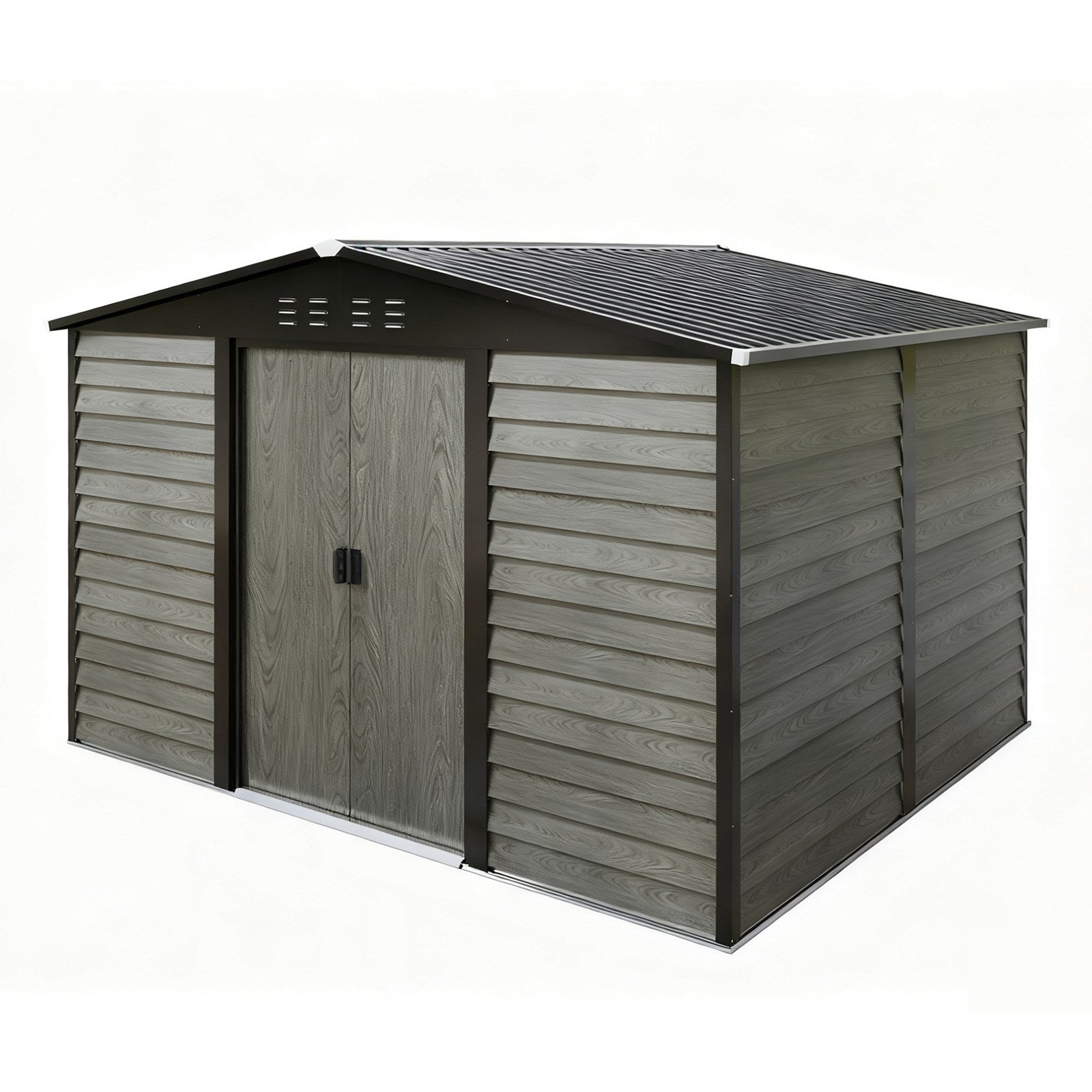 BIRCHTREE Metal Garden Shed Wood Grain