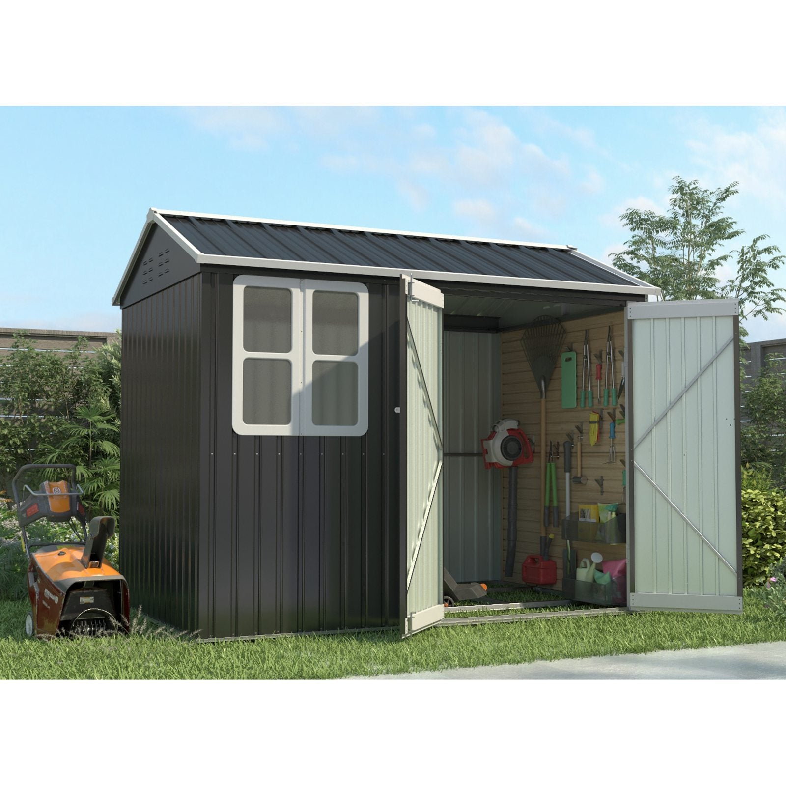 BIRCHTREE Garden Shed Metal With Window