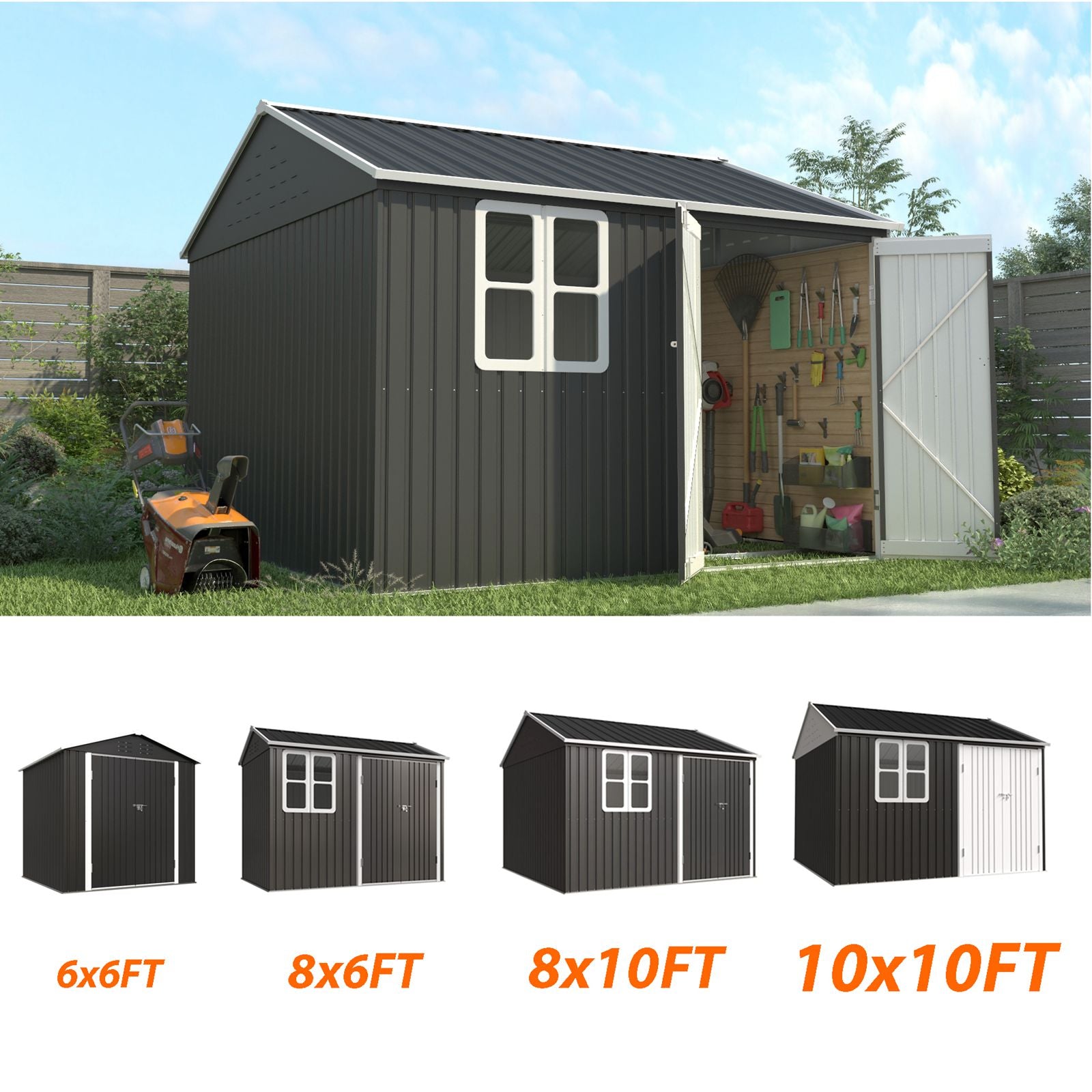 BIRCHTREE Garden Shed Metal With Window