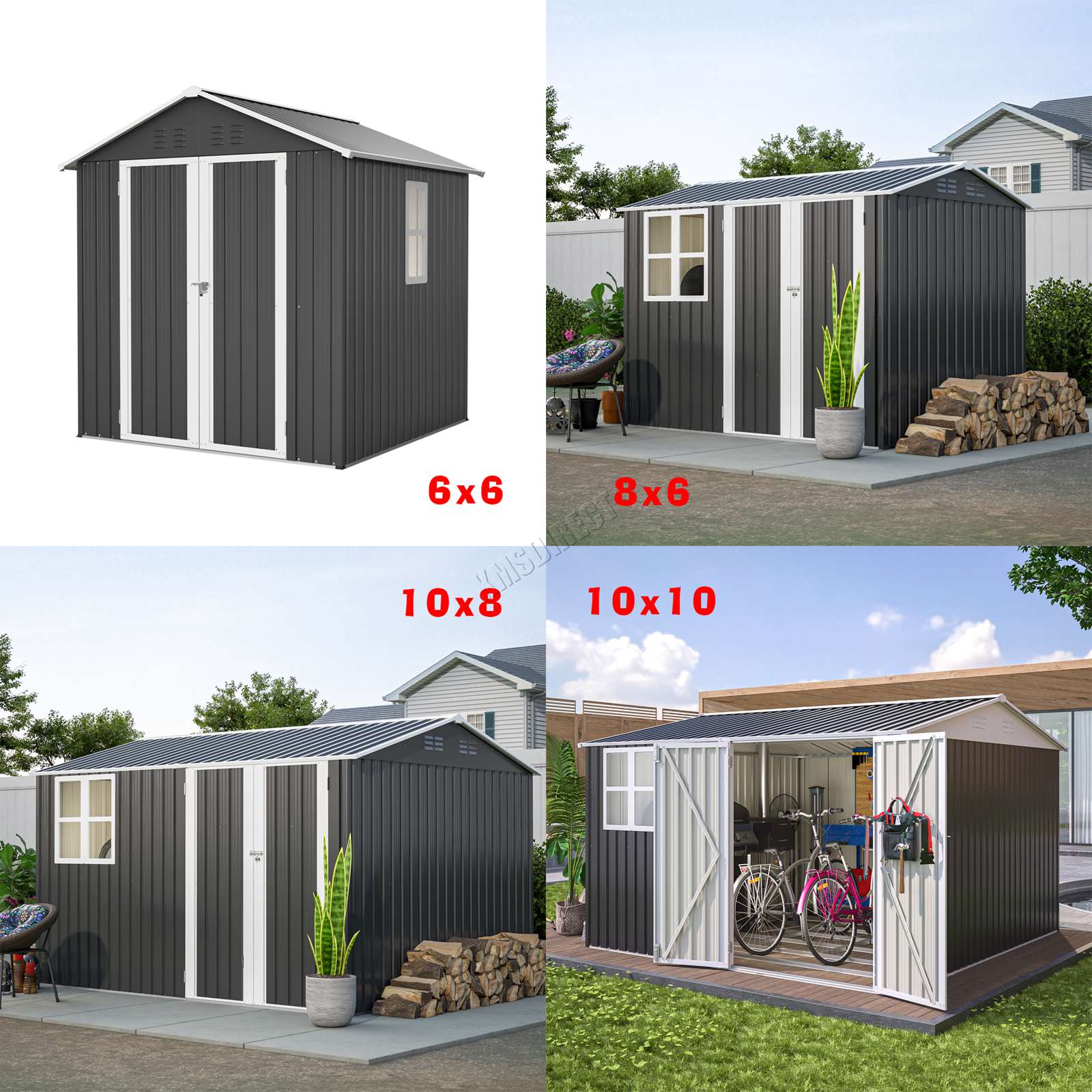BIRCHTREE Garden Shed Metal With Window