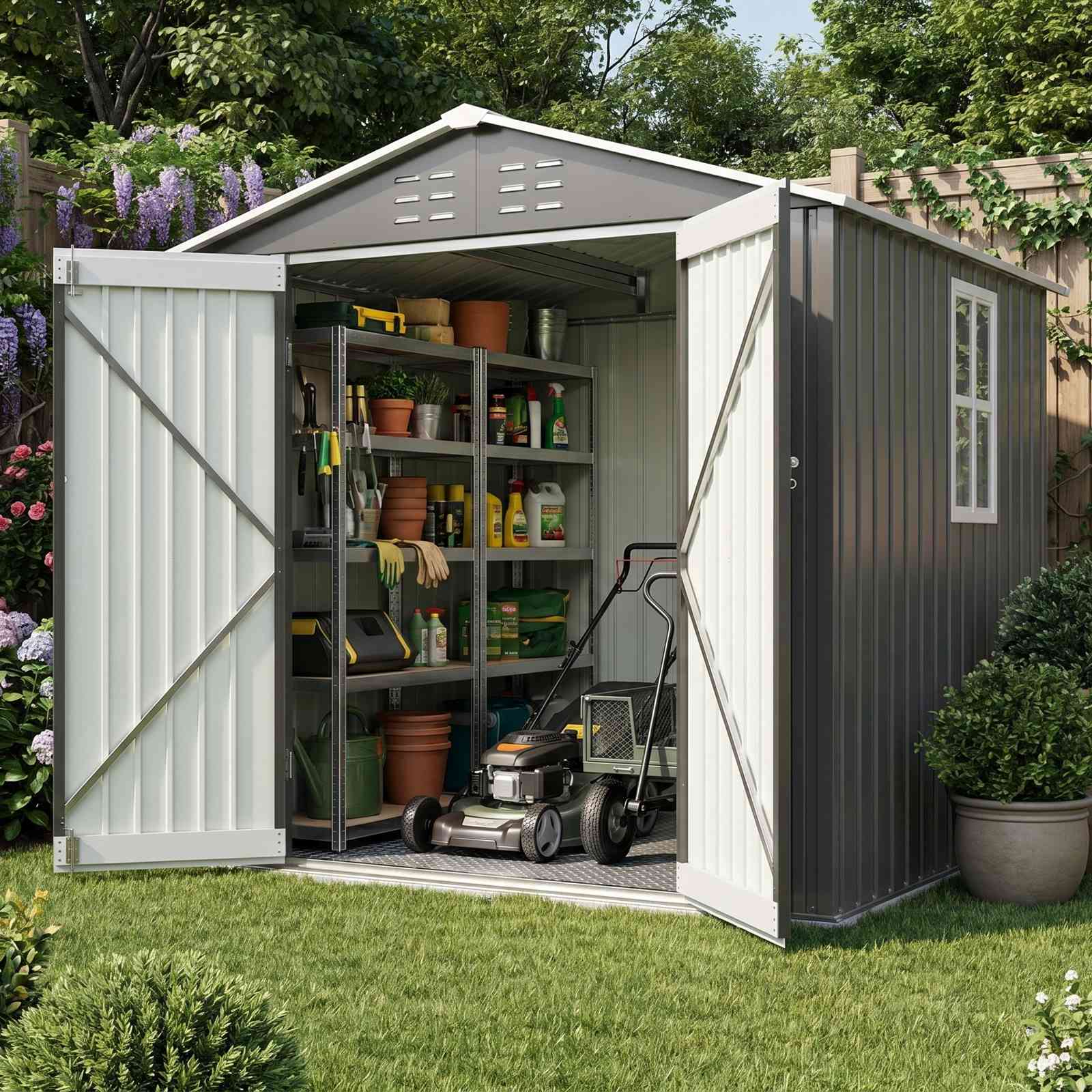 BIRCHTREE Garden Shed Metal With Window