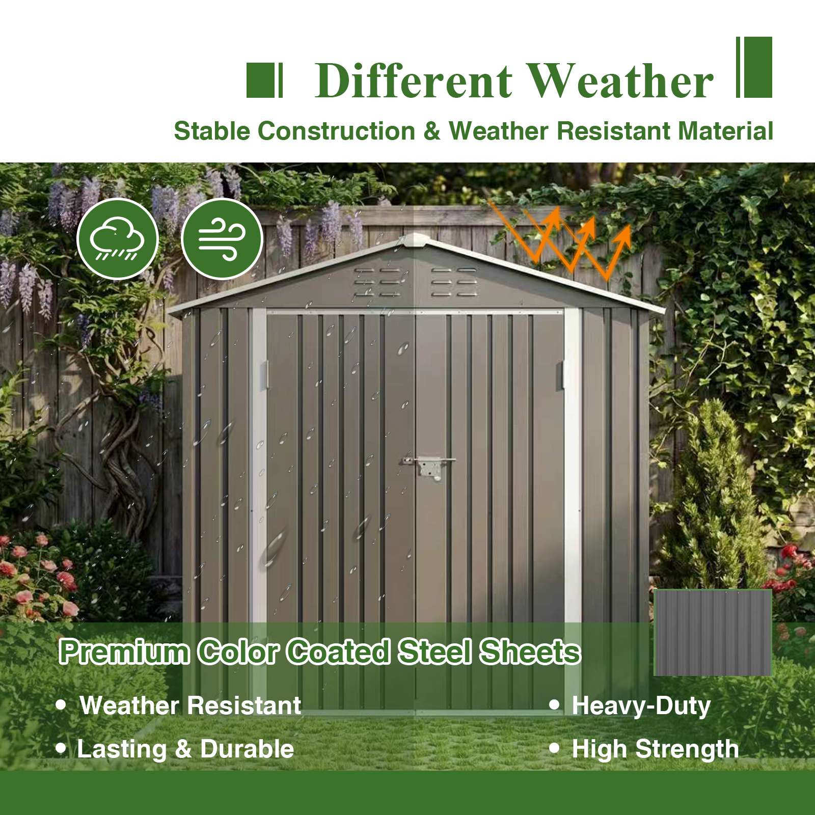 BIRCHTREE Garden Shed Metal With Window