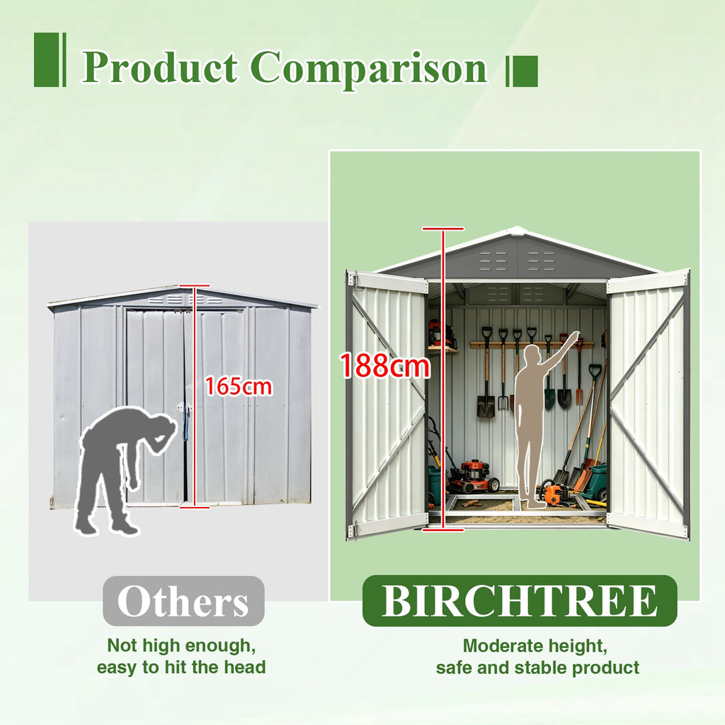 BIRCHTREE Garden Shed Metal With Window