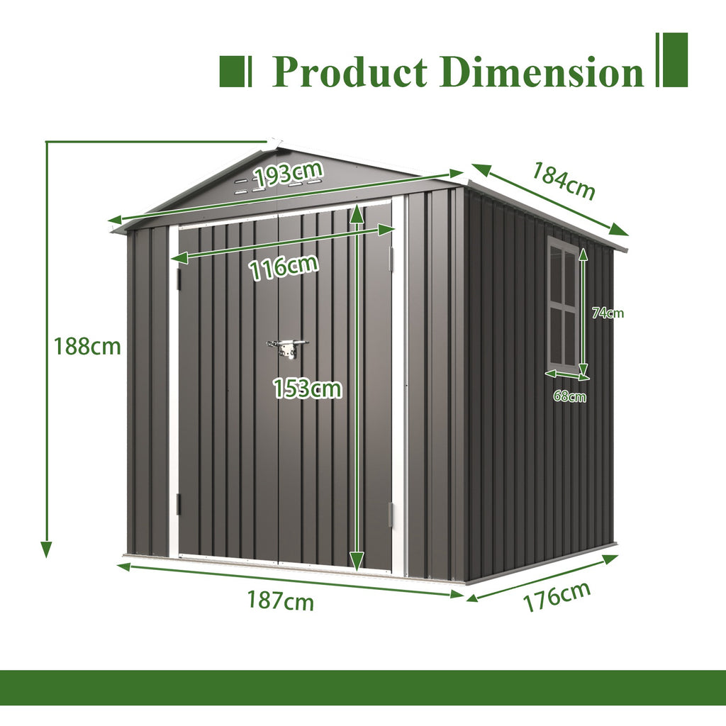 BIRCHTREE Garden Shed Metal With Window