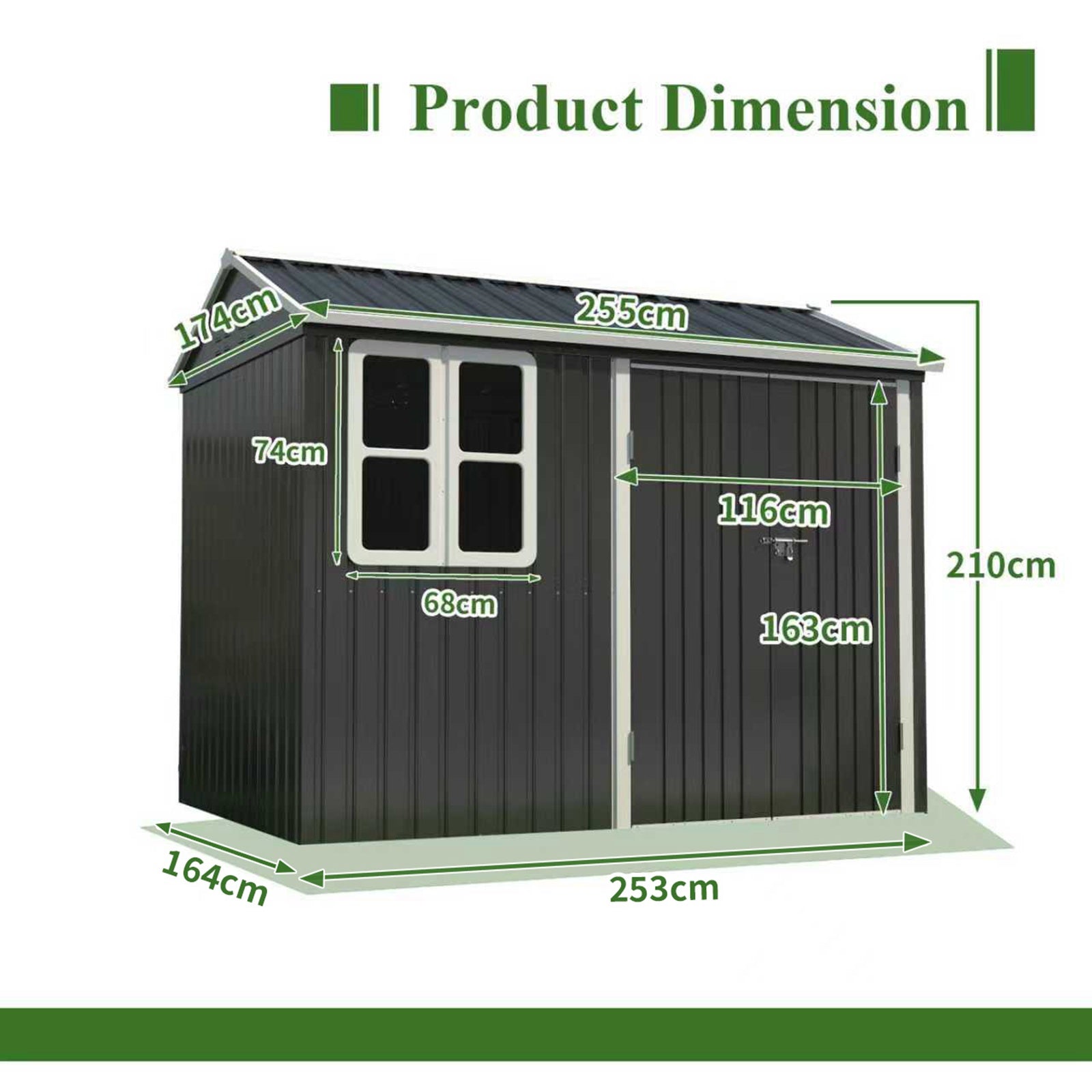 BIRCHTREE Garden Shed Metal With Window